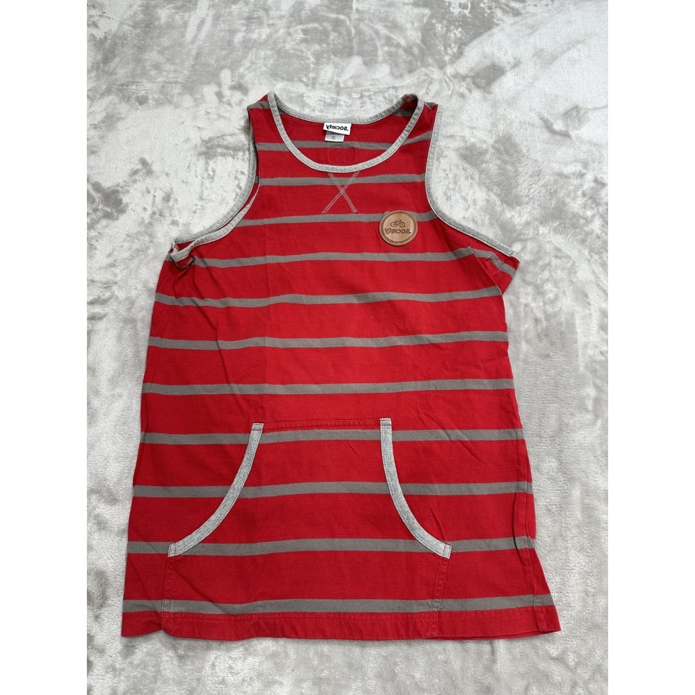 Society Tank Top Men's Size Small Red‎ with Gray Stripes Pocket Premium Fabric